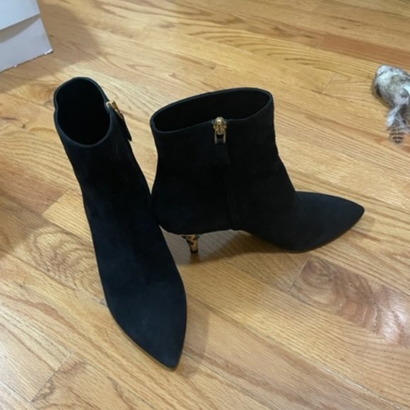 PRADA Donna Calzature Black Suede Jeweled Boots pointed Toe SZ 6 - Picture 2 of 9